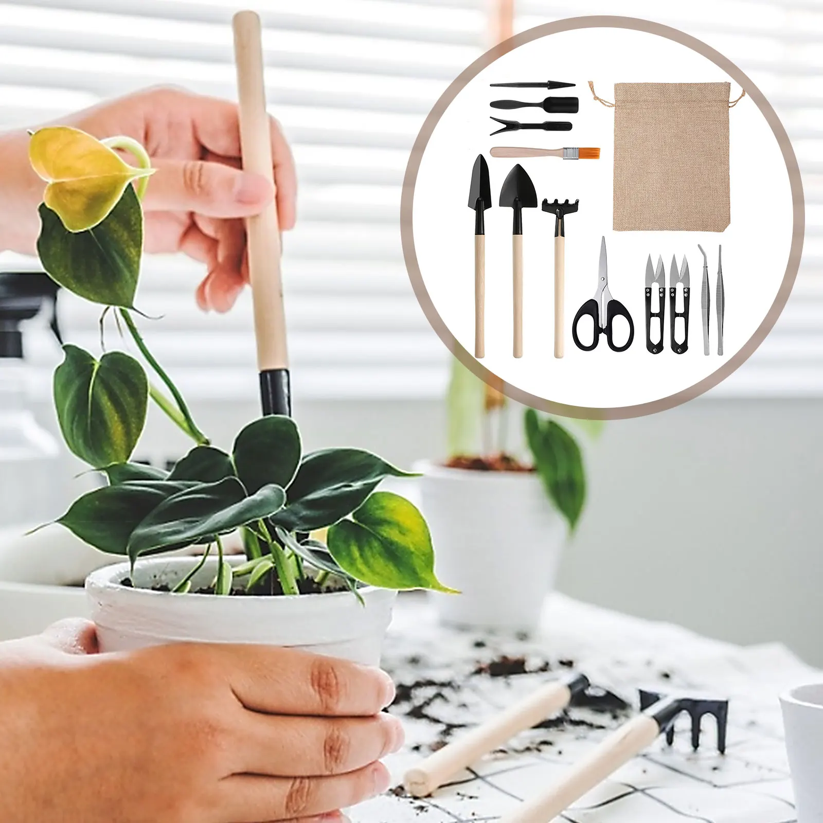 13pcs Bonsai Tools Set Succulent Mini Garden Hand Tools Includes Pruning Shears, Mini Rake, Fold Scissors, Bud and Leaf Trimmer
13pcs Bonsai Tools Set Succulent Mini Garden Hand Tools Includes Pruning Shears, Mini Rake, Fold Scissors, Bud and Leaf Trimmer