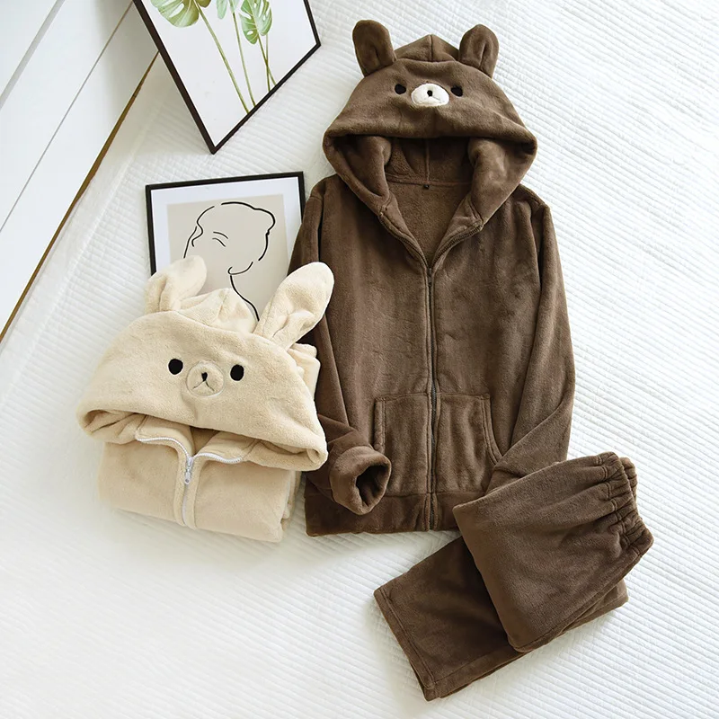 New couple autumn and winter pajamas long-sleeved trousers flannel cute cartoon thick warm men and women home service suit sleep
New couple autumn and winter pajamas long-sleeved trousers flannel cute cartoon thick warm men and women home service suit sleep