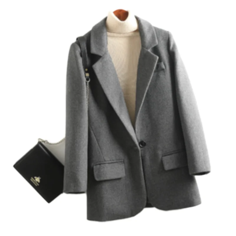 2021Autumn Winter Gray Woolen Coat Female Thickening Slim Single-Breasted Turndown Collar Korean Female Simple Short Temperament
2021Autumn Winter Gray Woolen Coat Female Thickening Slim Single-Breasted Turndown Collar Korean Female Simple Short Temperament