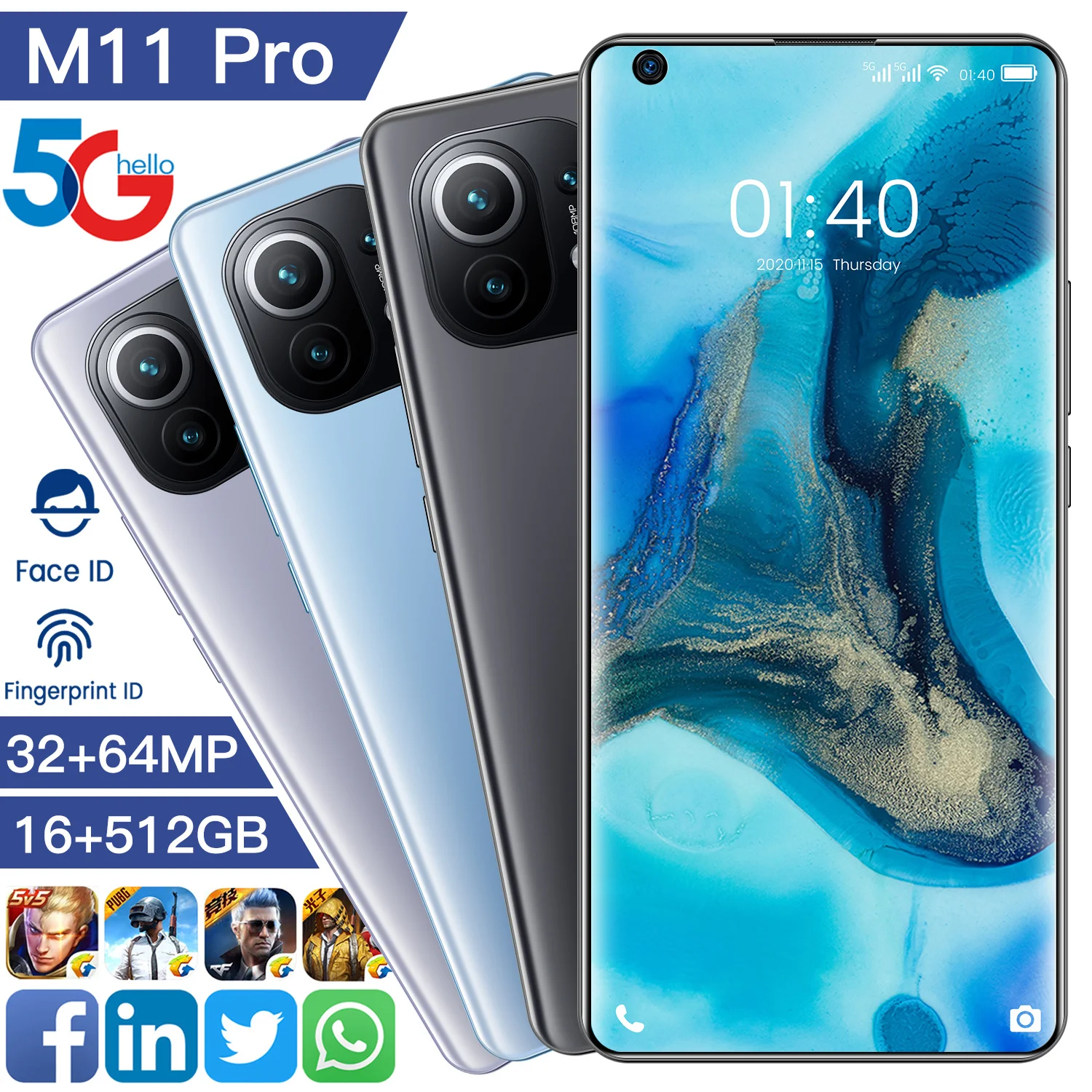2021 Newest M11 Pro 7.3 Inch Mobilephone 16+512GB 6800Mah Android11 Full Screen Cellphone 32MP+64MP Dual SIM 5G Network Phone
2021 Newest M11 Pro 7.3 Inch Mobilephone 16+512GB 6800Mah Android11 Full Screen Cellphone 32MP+64MP Dual SIM 5G Network Phone