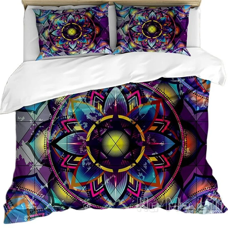 

Lotus Duvet Cover By Ho Me Lili Psychedelic Geometry Mandala Futuristic Decorative Bedding Set With Pillow Shams