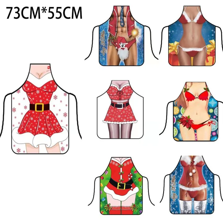

73*55cm Christmas Lady Sexy Aprons Cartoon Funny Decoration Practical Christmas Apron New Year Linen Merry Christmas Gifts 2022