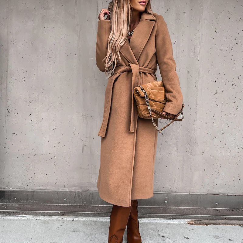 2021 New Women's Casual Autumn and Winter Lapel Simple Belt Wool Bandage Fashion Cardigan Long Sleeve Solid Coat Hat
2021 New Women's Casual Autumn and Winter Lapel Simple Belt Wool Bandage Fashion Cardigan Long Sleeve Solid Coat Hat