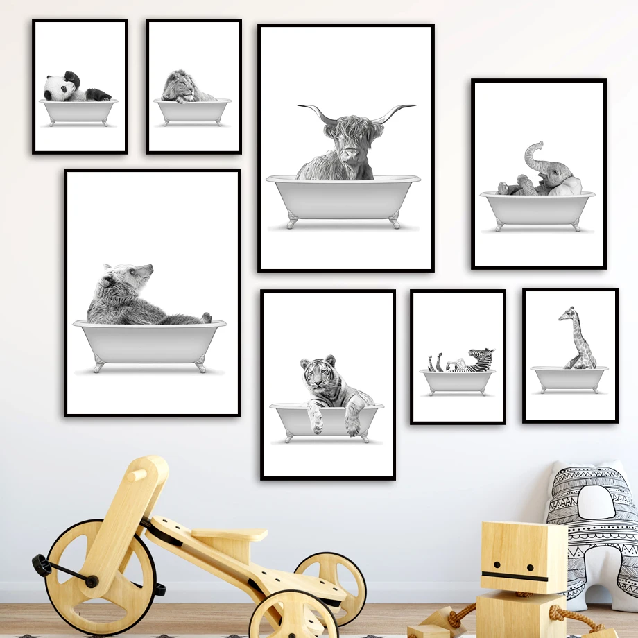 Bathtub Animal Bathroom Toilet Canvas Painting Wall Art Nordic Posters and Prints Wall Pictures for Living Children Room Decor
Bathtub Animal Bathroom Toilet Canvas Painting Wall Art Nordic Posters and Prints Wall Pictures for Living Children Room Decor