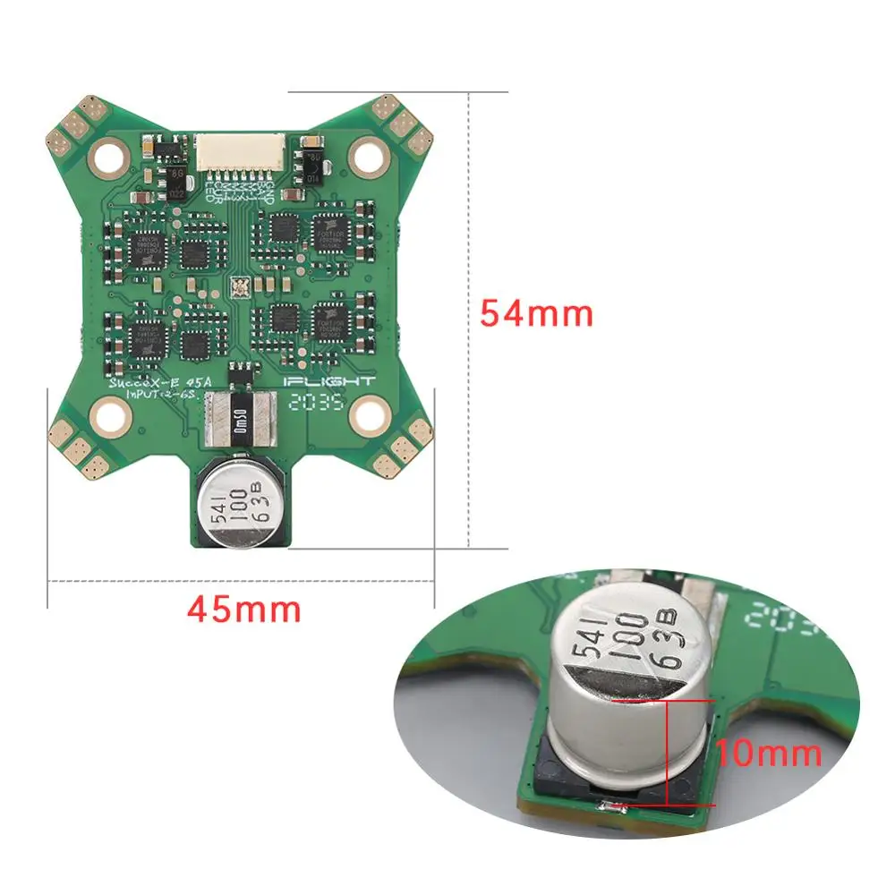 iFlight 36*43mm SucceX-E 45A V2 2-6S BLHeli_S 4-in-1 ESC Supports DShot150/300/600/MultiShot/OneShot for FPV drone part
iFlight 36*43mm SucceX-E 45A V2 2-6S BLHeli_S 4-in-1 ESC Supports DShot150/300/600/MultiShot/OneShot for FPV drone part