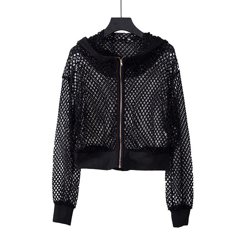 Neatie kiddie Black Hollow out perspective Streetwear Jacket Coat Women's Clothes Hooded Zipper Loose Outwear
Neatie kiddie Black Hollow out perspective Streetwear Jacket Coat Women's Clothes Hooded Zipper Loose Outwear