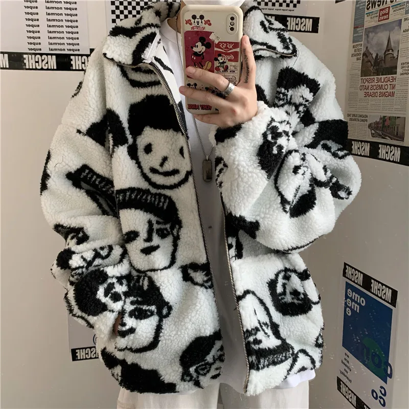 Harajuku Lazy BF Style Coat Cute Cartoons Printing Korean Winter New Full Sleeve Jacket Lambswool Keep Warm Zipper Outerwear
Harajuku Lazy BF Style Coat Cute Cartoons Printing Korean Winter New Full Sleeve Jacket Lambswool Keep Warm Zipper Outerwear