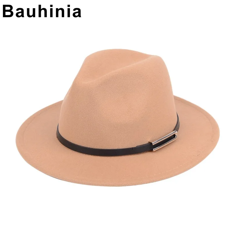 Bauhinia brand metal buckle unisex European and American fashion wide brim flat brim woolen retro jazz top hat
Bauhinia brand metal buckle unisex European and American fashion wide brim flat brim woolen retro jazz top hat