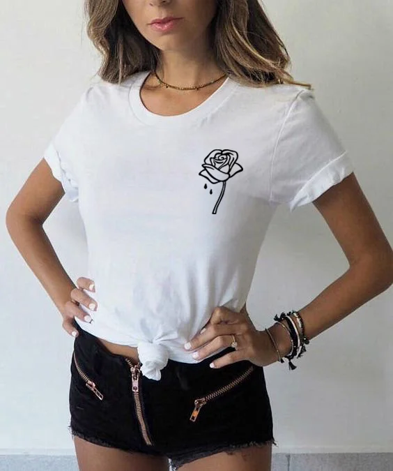

Женская хлопковая футболка с коротким рукавом, круглым вырезом и карманом