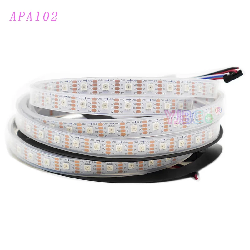 

Addressable APA102 led strip DC5V DATA and CLOCK seperately 30/60/144 leds/m IP30/IP65/IP67 1m/2m/3m/4m/5m pixels Lamp Tape