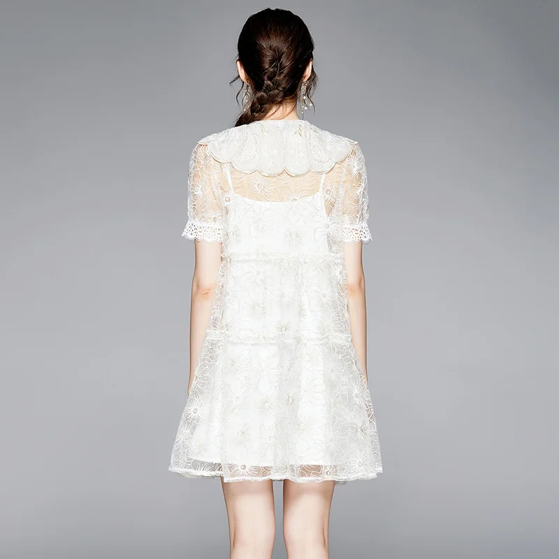 Merchall 2021 Summer Party Elegant White Lace Embroidery Mini Dress Woman Short Sleeve V Neck Loose Holiday Beach Dresses M66181
Merchall 2021 Summer Party Elegant White Lace Embroidery Mini Dress Woman Short Sleeve V Neck Loose Holiday Beach Dresses M66181