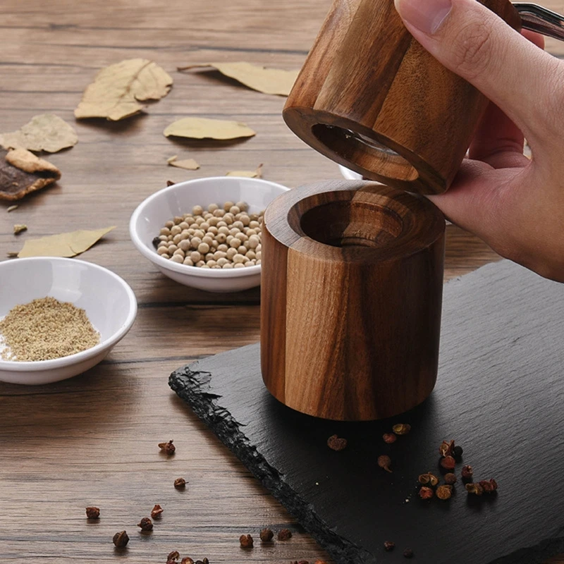 

Wooden Pepper Grinder Salt Shaker Manual Ceramic Core Spice Mill for Seasoning Kitchen Cooking Tools