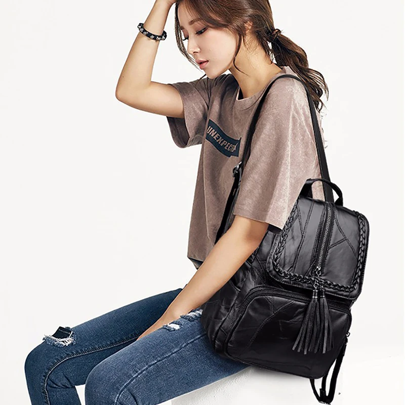 Classic Black Waterproof Travel Multi-function Shoulder Bag Women's PU Leather Backpack School Bag
Classic Black Waterproof Travel Multi-function Shoulder Bag Women's PU Leather Backpack School Bag