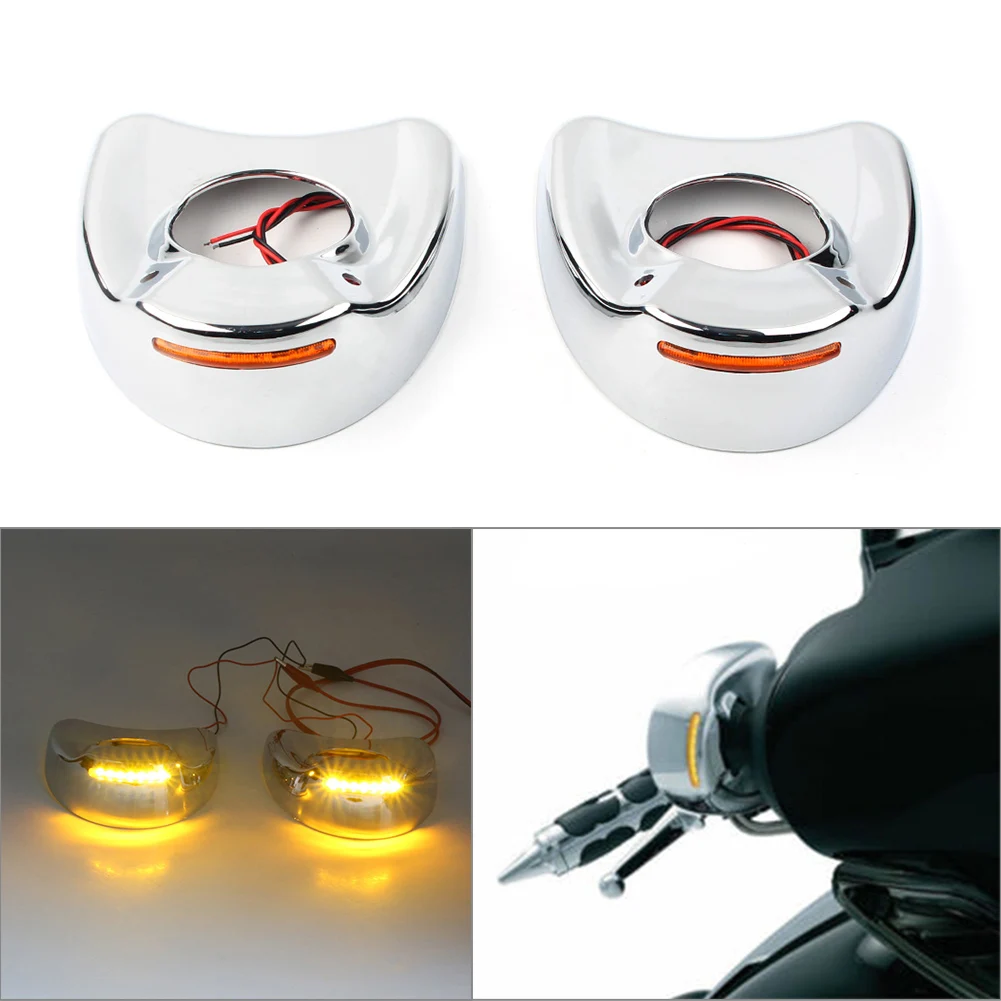 2Pcs Chrome Motorcycle Fairing Mount Side Mirror LED Cover Shell w/ Yellow Light for Harley Touring Electra Glide 1996-2013
2Pcs Chrome Motorcycle Fairing Mount Side Mirror LED Cover Shell w/ Yellow Light for Harley Touring Electra Glide 1996-2013