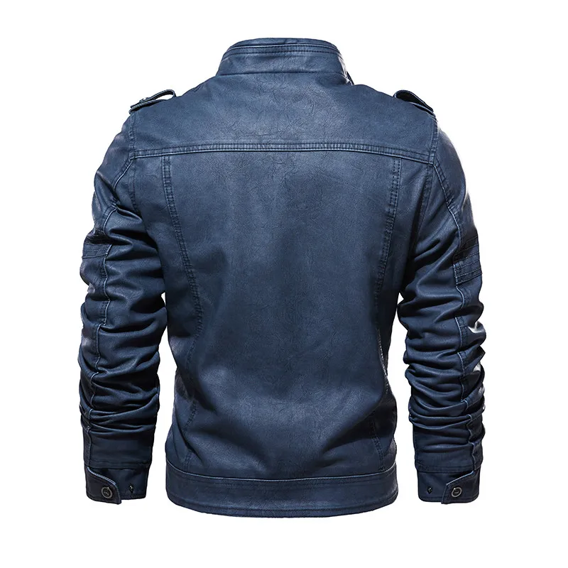 Men PU Leather Jackets New Zipper Slim Fits Leather Vintage Military Winter Thick Male Casual Solid Turndown Outwear Collar Coat
Men PU Leather Jackets New Zipper Slim Fits Leather Vintage Military Winter Thick Male Casual Solid Turndown Outwear Collar Coat