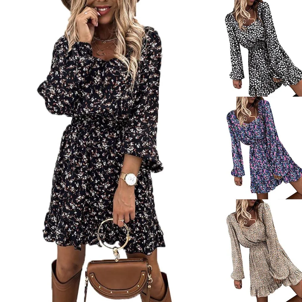Fashion Ruffle Printed Dress Women Floral Mini Dress Autumn Leopard Long Sleeve V Neck Office Short A-Line Sashes Summer Spring
Fashion Ruffle Printed Dress Women Floral Mini Dress Autumn Leopard Long Sleeve V Neck Office Short A-Line Sashes Summer Spring
