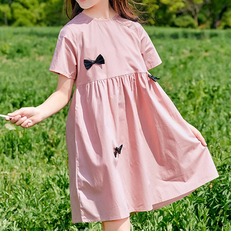 Girls Bow Midi Dress Summer 2021 Sweet Children Clothing Fashion Princess Dresses Casual O Neck Short Sleeve Cute Kids Clothes 
Girls Bow Midi Dress Summer 2021 Sweet Children Clothing Fashion Princess Dresses Casual O Neck Short Sleeve Cute Kids Clothes