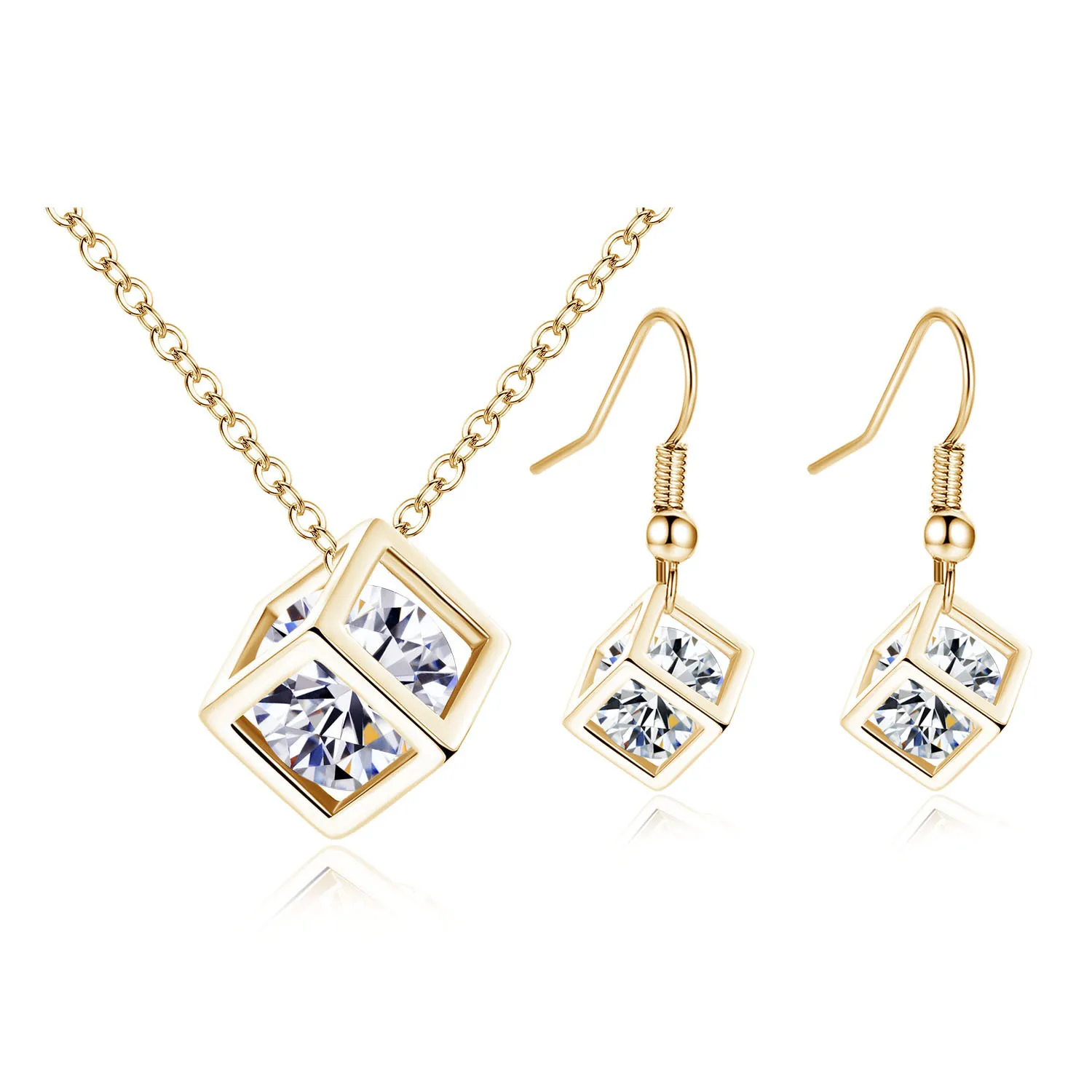 New Fashion Jewelry Set Simple Rubik's Water Cube Zircon Earrings Necklaces Sets For Women Gifts Accessories
New Fashion Jewelry Set Simple Rubik's Water Cube Zircon Earrings Necklaces Sets For Women Gifts Accessories