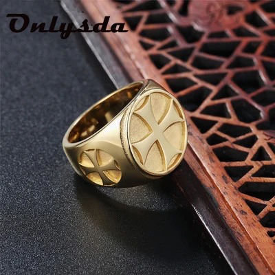 Saint Benedict Cspb Gold Black Cross Men Rings Punk Hip Hop for Boyfriend Male Stainless Steel Jewelry Creativity Gift Wholesale | Украшения