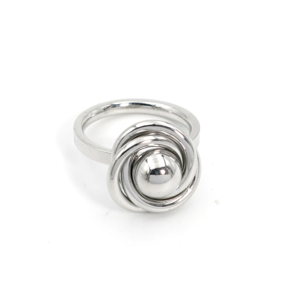 Новые модные кольца из нержавеющей стали 18 K круглые с цветком бисера корейские 3