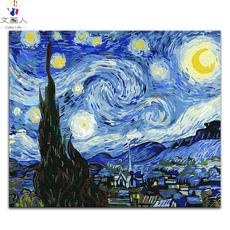 Diy painting by numbers Vincent Van Gogh's "The Starry Night" abstract Impression art pictures with colors
Diy painting by numbers Vincent Van Gogh's "The Starry Night" abstract Impression art pictures with colors