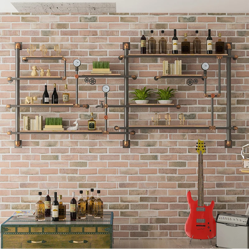 Iron Art Wall Decoration Creative Red Wine Rack New Design Wall Shelf Retro Design Bookshelf Water Pipe Diaphragm Wall Hanger
Iron Art Wall Decoration Creative Red Wine Rack New Design Wall Shelf Retro Design Bookshelf Water Pipe Diaphragm Wall Hanger