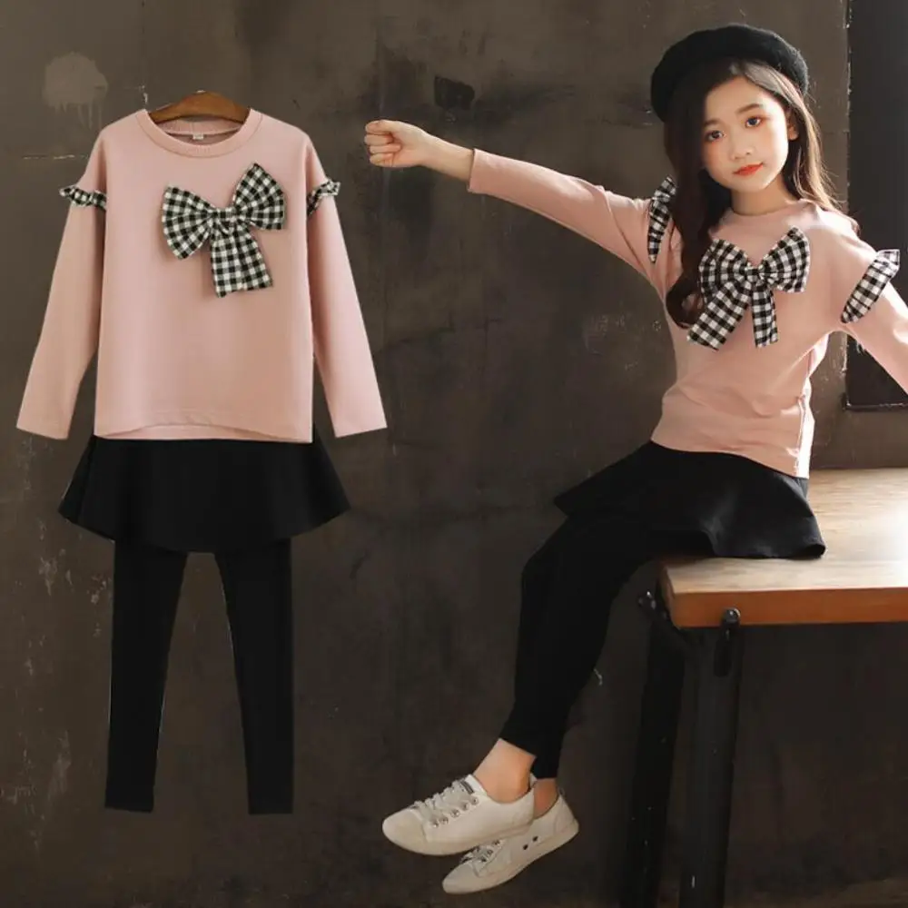 Girls Clothing Sets Spring Cotton Long Sleeve Big bowknot T Shirt+Pants Pantskirt Girl 2 pcs set Kids Clothes Sweater Suit
Girls Clothing Sets Spring Cotton Long Sleeve Big bowknot T Shirt+Pants Pantskirt Girl 2 pcs set Kids Clothes Sweater Suit