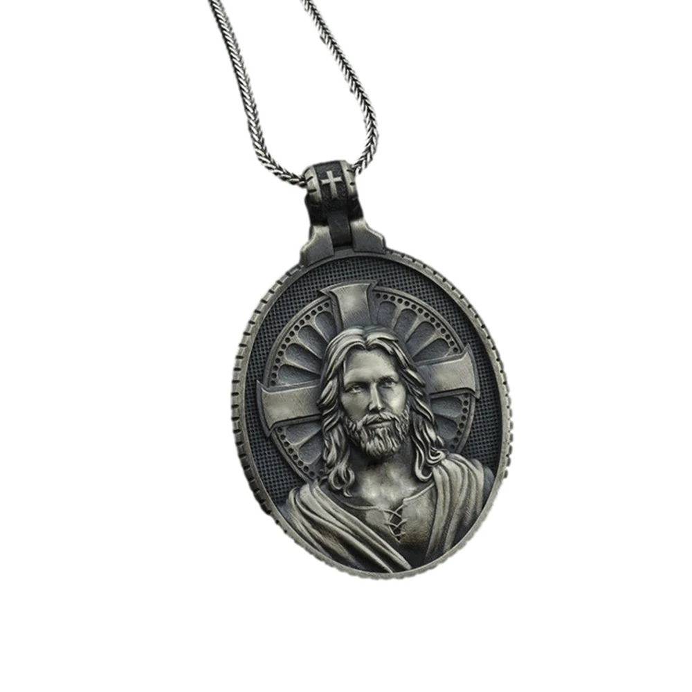 Christian Jesus Men's Pendant Catholic Cross Necklace Vintage Religious Accessories Jesus Commemorative Medal 
Christian Jesus Men's Pendant Catholic Cross Necklace Vintage Religious Accessories Jesus Commemorative Medal