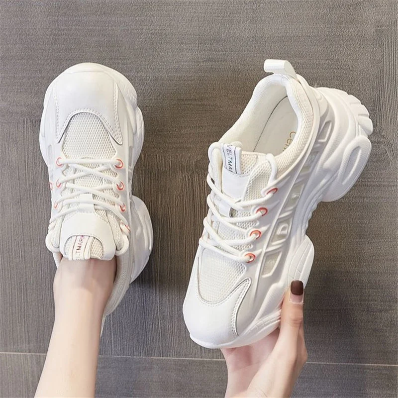 Women's Sports Shoes Chunky Sneakers Spring Autumn Mesh Breathable White Vulcanized Footwear Black Platform Soles Woman Shoes
Women's Sports Shoes Chunky Sneakers Spring Autumn Mesh Breathable White Vulcanized Footwear Black Platform Soles Woman Shoes