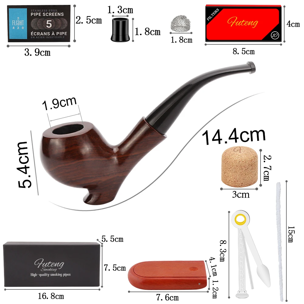 Classic Smoking Pipe Tools Gift Set 9MM Filter Ebony Tobacco Pipe with Free Tobacco Accessories
Classic Smoking Pipe Tools Gift Set 9MM Filter Ebony Tobacco Pipe with Free Tobacco Accessories