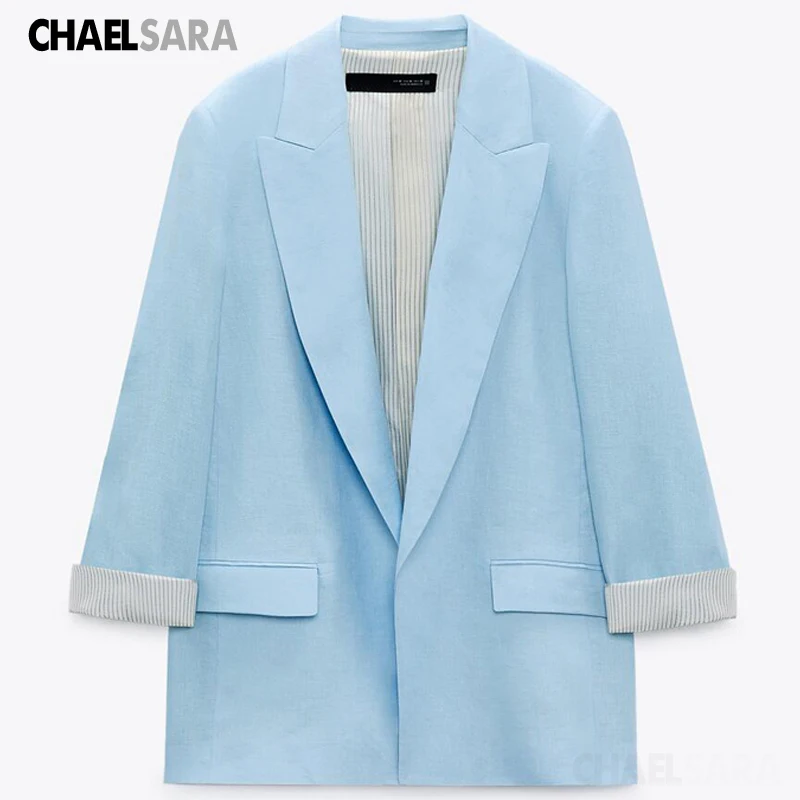 New Spring Autumn Woman Blue Long Sleeve Blazer Elegant Pronounced Shoulders Office Blazers Coat Female Flap Pockets Outerwear
New Spring Autumn Woman Blue Long Sleeve Blazer Elegant Pronounced Shoulders Office Blazers Coat Female Flap Pockets Outerwear