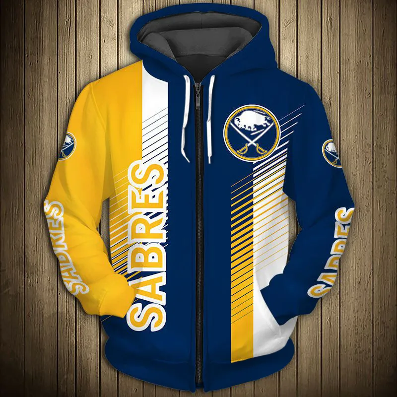 Buffalo men's casual 3D zipper hoodie Yellow and blue stitching graffiti katana cow print Sabres sweatshirt
Buffalo men's casual 3D zipper hoodie Yellow and blue stitching graffiti katana cow print Sabres sweatshirt