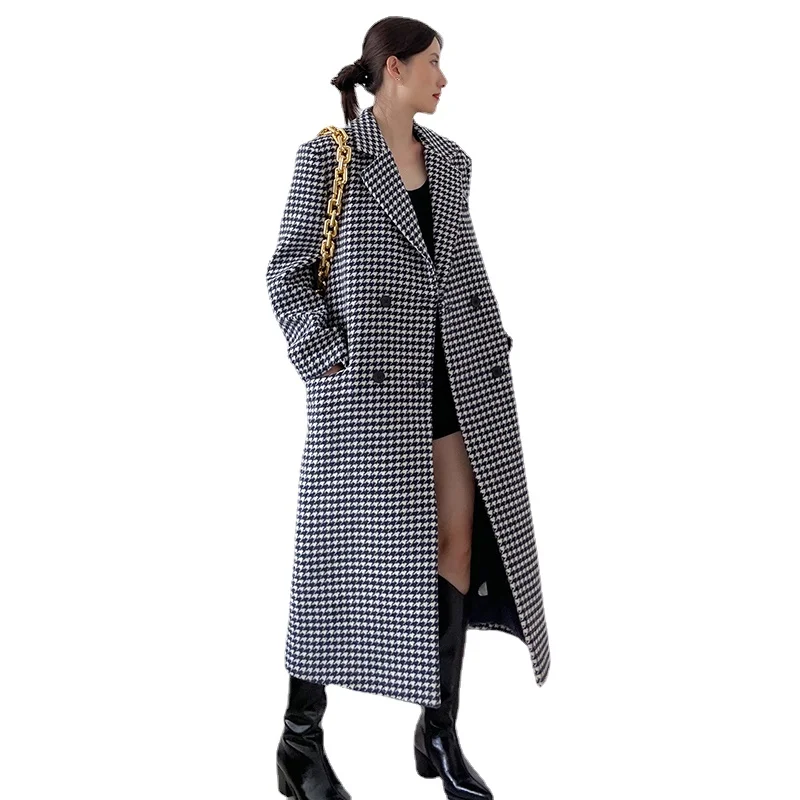Women Loose Fit Black Plaid Long Elegant Woolen Wool Blends Women's Coat Parkas New Sleeve Fashion Tide Autumn Winter 2021 Coats
Women Loose Fit Black Plaid Long Elegant Woolen Wool Blends Women's Coat Parkas New Sleeve Fashion Tide Autumn Winter 2021 Coats