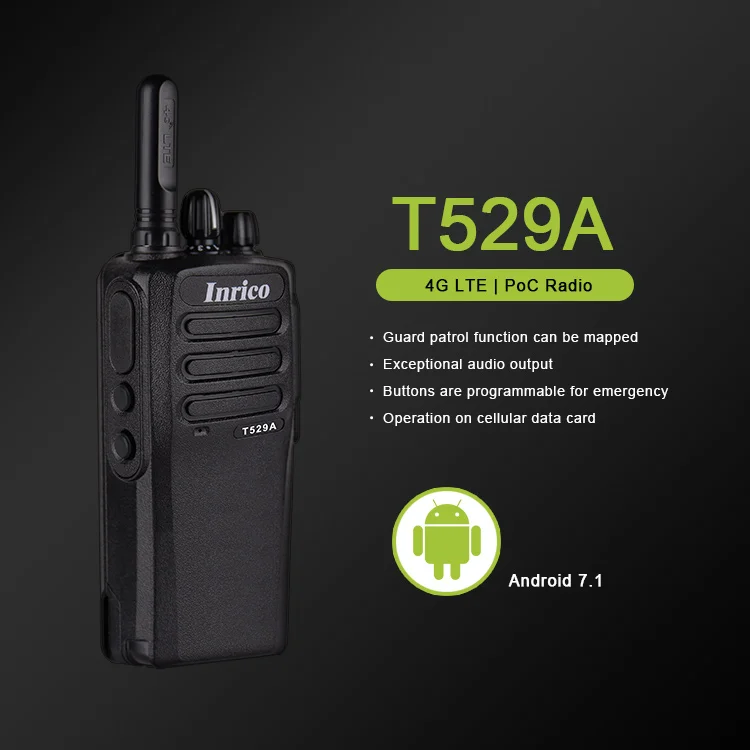 Inrico T529A Poc 4G Network Walkie Talkie Radio with BT Wifi Gps NFC Android Mobile Radio Long Range Mini Walkie Talkie 
Inrico T529A Poc 4G Network Walkie Talkie Radio with BT Wifi Gps NFC Android Mobile Radio Long Range Mini Walkie Talkie