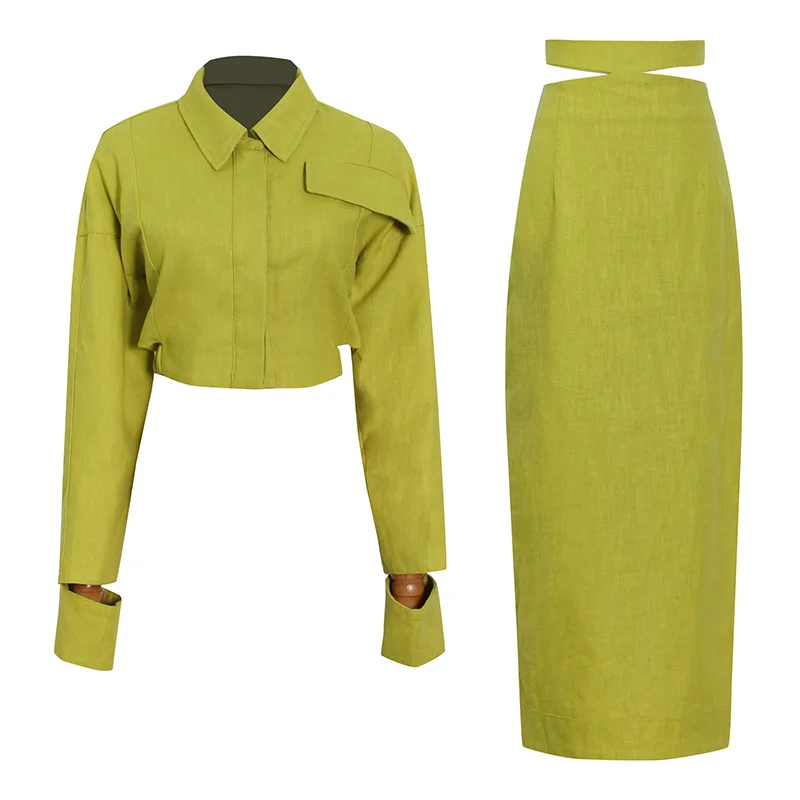 Женский костюм из двух предметов, короткий топ с высокой талией и облегающая юбка с разрезом, женский костюм в Корейском стиле, новинка 2021
Женский костюм из двух предметов, короткий топ с высокой талией и облегающая юбка с разрезом, женский костюм в Корейском стиле, новинка 2021