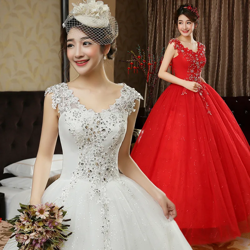 2021 wedding dress Korean double shoulder bride wedding dress large size slim big red ground wedding dress
2021 wedding dress Korean double shoulder bride wedding dress large size slim big red ground wedding dress