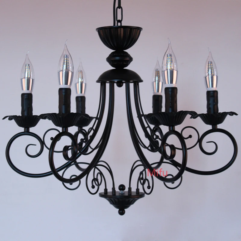 American Country Living Room Dining Room Black Chandelier Cafe Restaurant Lighting Bedroom Wrought Iron Retro Candle Chandeliers
American Country Living Room Dining Room Black Chandelier Cafe Restaurant Lighting Bedroom Wrought Iron Retro Candle Chandeliers