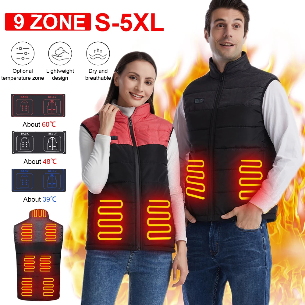 New 9 Places Heated Vest Jacket USB Charging Dual-Control Heating Men Vest Coat Electric Heating Thermal Warm Vest Dropshipping
New 9 Places Heated Vest Jacket USB Charging Dual-Control Heating Men Vest Coat Electric Heating Thermal Warm Vest Dropshipping