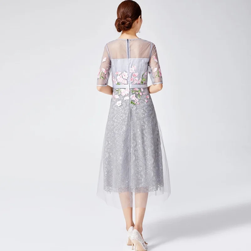 Mesh Sexy Sheer Embroidery Vestidos Wedding Party Bride Mother Women's Dress Mid-Calf Length Swing Dress Lady Special Occasion
Mesh Sexy Sheer Embroidery Vestidos Wedding Party Bride Mother Women's Dress Mid-Calf Length Swing Dress Lady Special Occasion