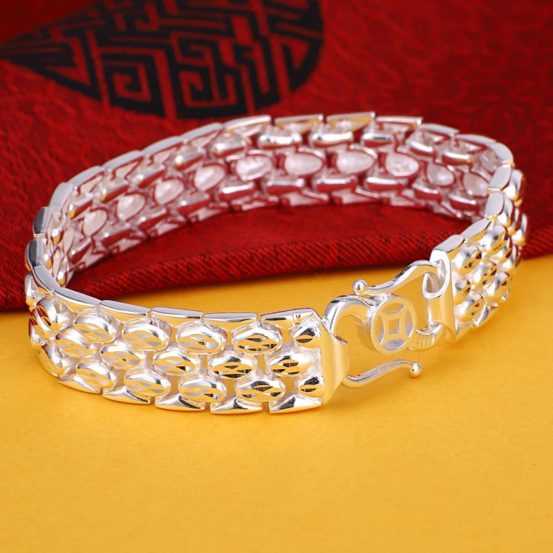Real 990 Silver Bracelet S990 Sterling Silver Bracelet Men's Domineering Personality Solid Silver Watch-shape Bracelet 8inchL
Real 990 Silver Bracelet S990 Sterling Silver Bracelet Men's Domineering Personality Solid Silver Watch-shape Bracelet 8inchL