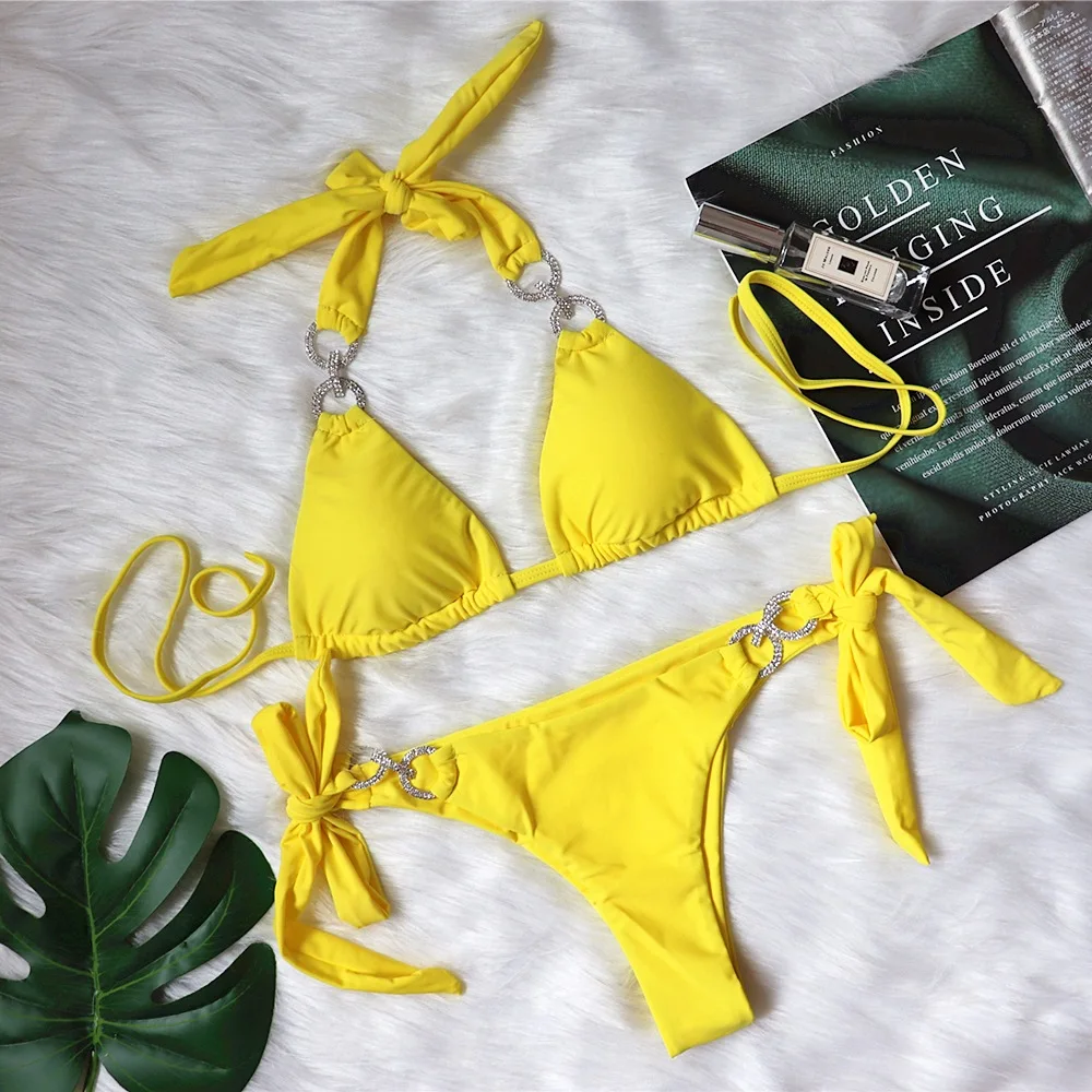 2021 New Shiny Rhinestone Diamond Bikini Women Swimsuit Female Swimwear Halter Bikini set Brazilian Bather push up Bathing suit
2021 New Shiny Rhinestone Diamond Bikini Women Swimsuit Female Swimwear Halter Bikini set Brazilian Bather push up Bathing suit