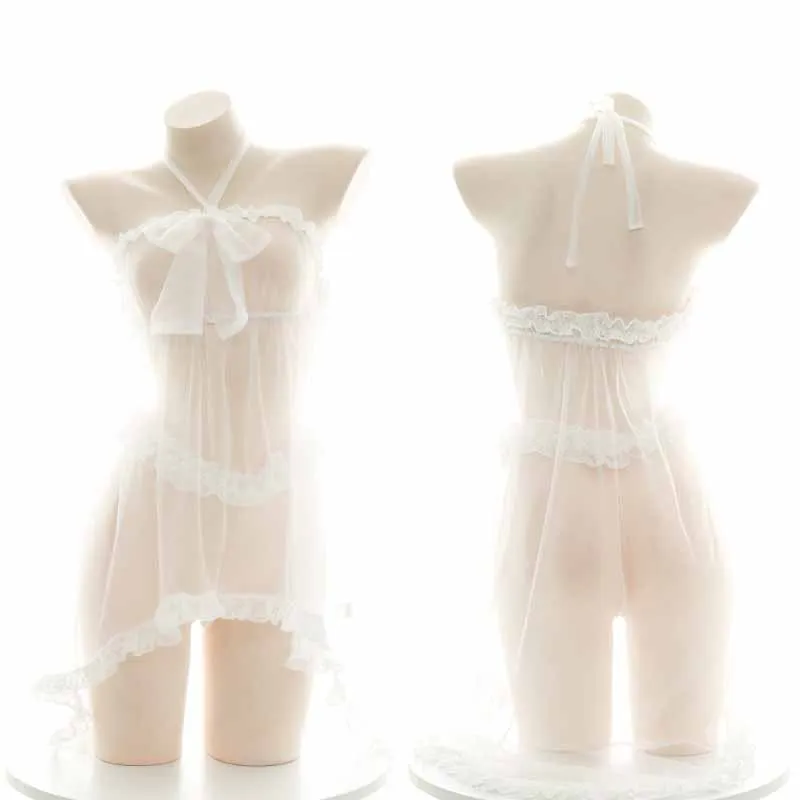 Solid Color Sexy Nets Yarn V-neck Hollow Out Sleeveless Nightdress Halter Neck Semi-permeable Homewear Pajamas Maid Outfit
Solid Color Sexy Nets Yarn V-neck Hollow Out Sleeveless Nightdress Halter Neck Semi-permeable Homewear Pajamas Maid Outfit