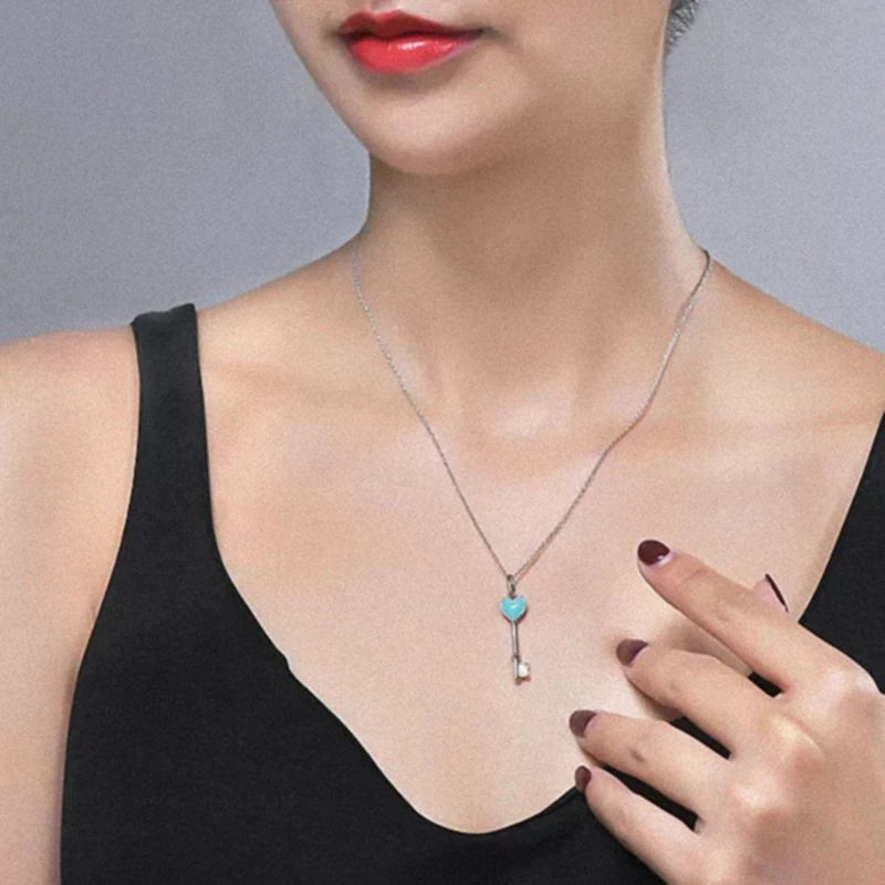 Prom Jewelry High Quality Ladies Heart Shape Key Pendant Necklace Set Couples Wedding 925 Silver Jewelry 
Prom Jewelry High Quality Ladies Heart Shape Key Pendant Necklace Set Couples Wedding 925 Silver Jewelry