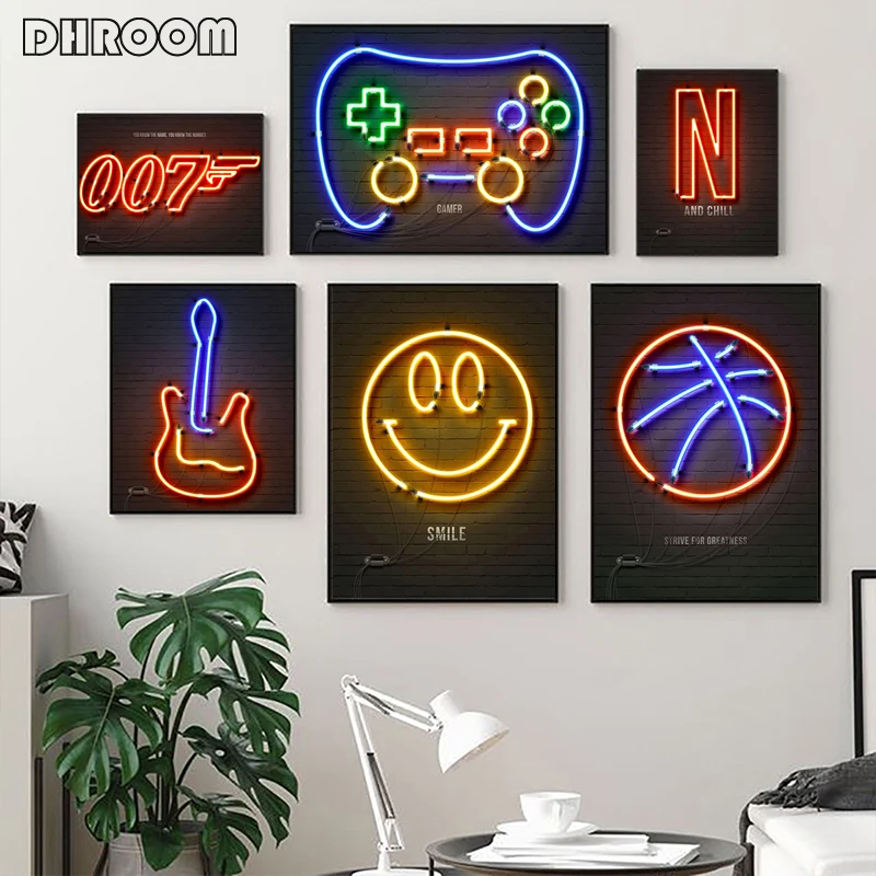 Неоновый светлый постер для геймеров и принты в стиле ретро звуковая кассета