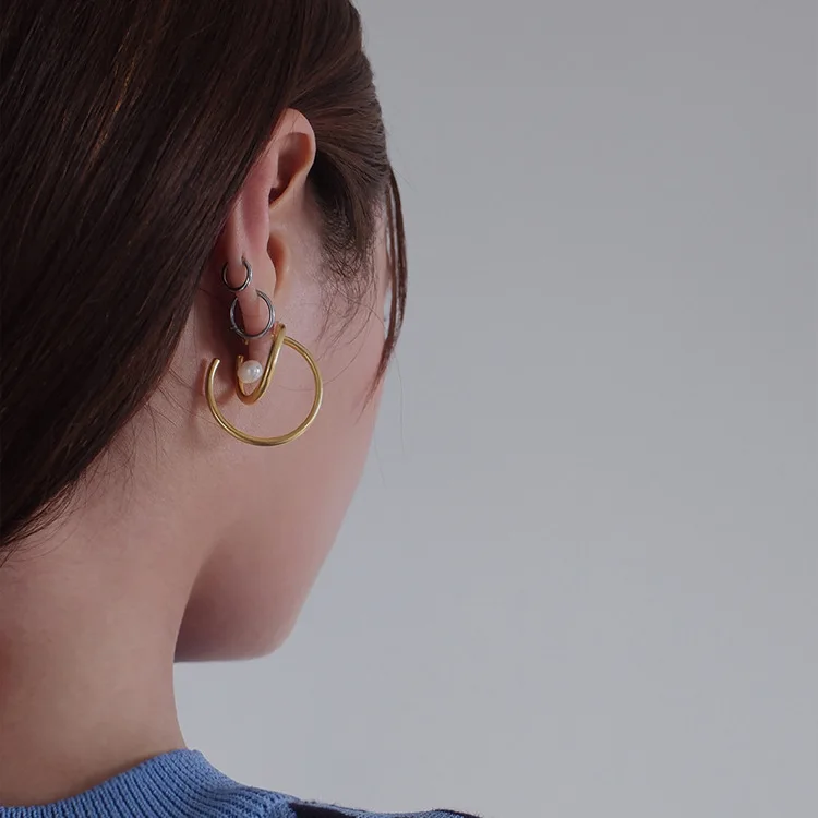 Новый дизайн модные ювелирные изделия металлические золотые двойные круглые