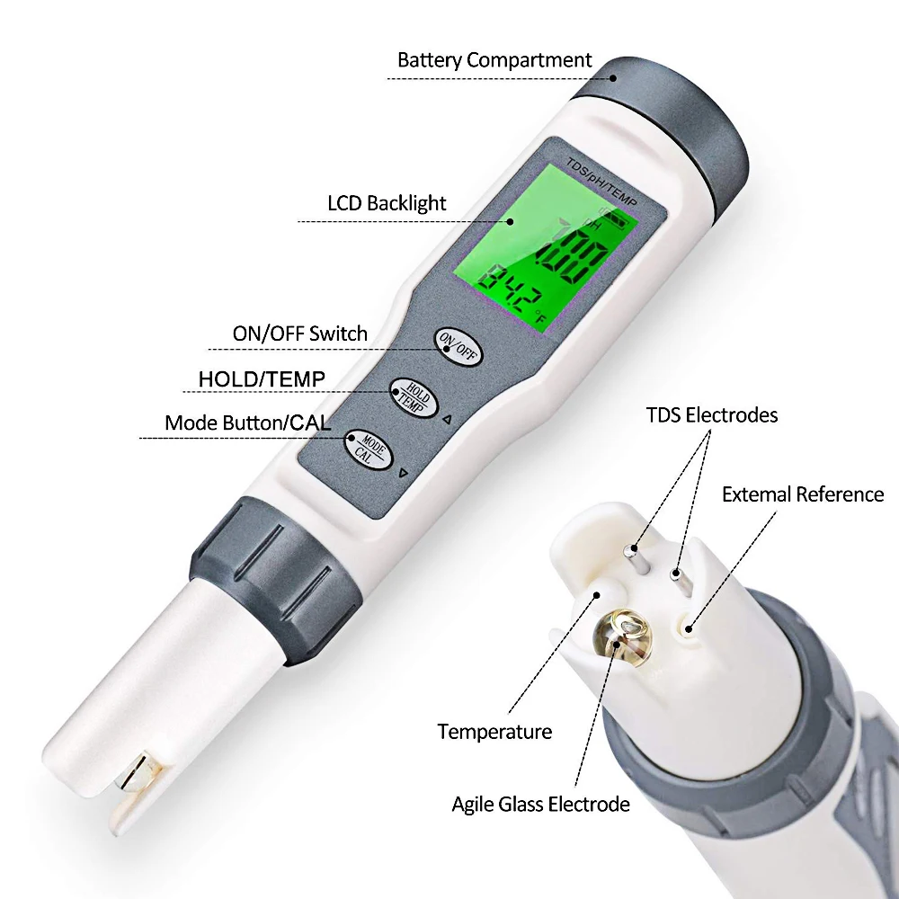Multifunctional Water Quality Tester With ATC 0.01 PH Resolution TDS Temp For Meter High Accuracy | Инструменты