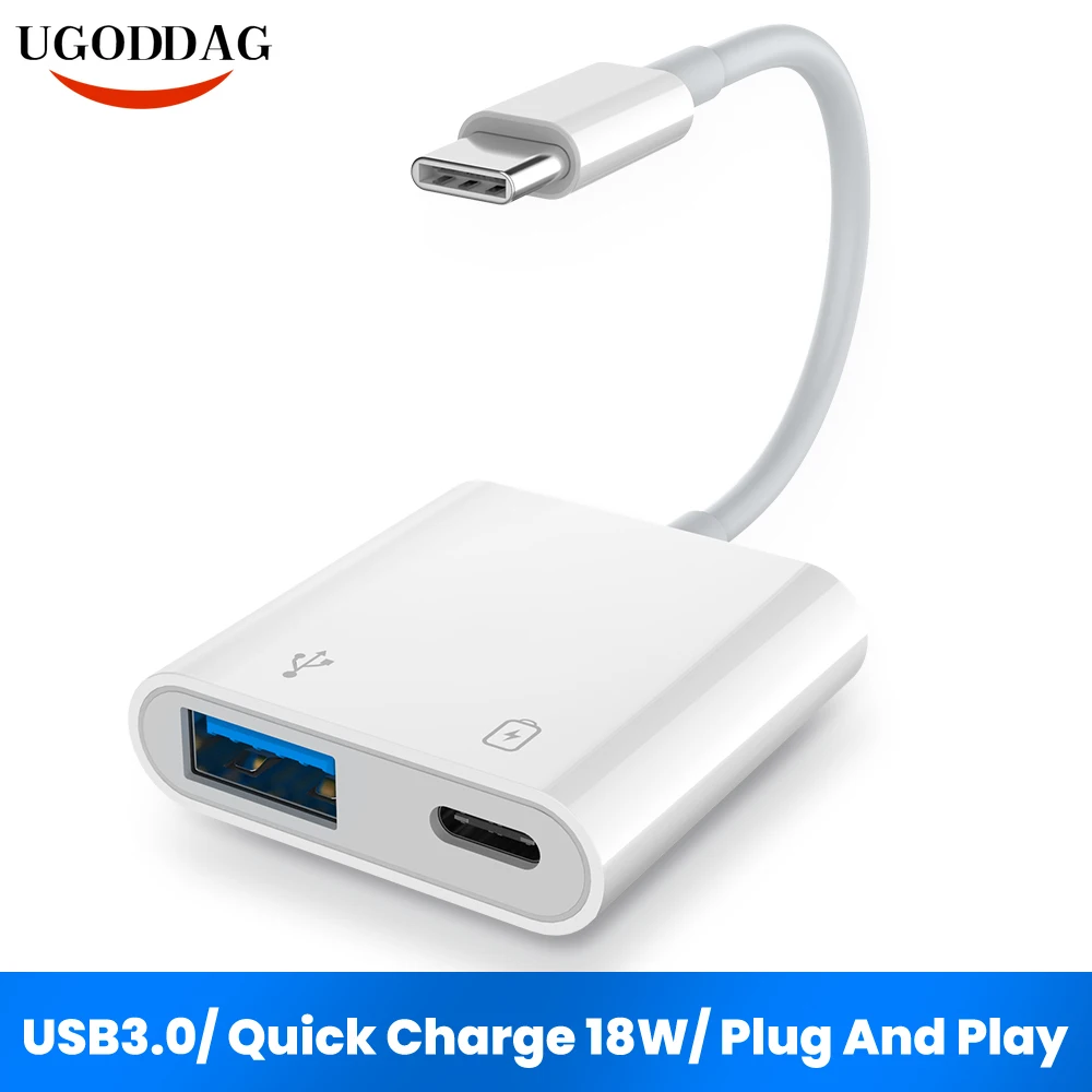 Адаптер 2 в 1 USB 3.0 Type-C OTG 18 Вт DP QC быстрая зарядка внешний дисковый конвертер