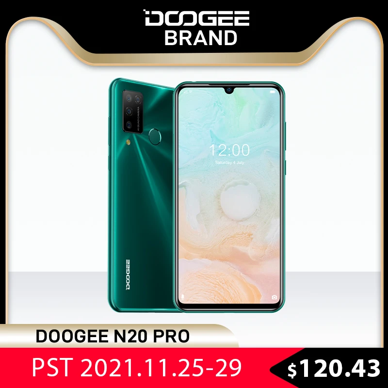 

DOOGEE N20 Pro Quad Camera Mobile Phones 6GB RAM 128GB ROM Helio P60 Octa Core Global Version 6.3" FHD+ Android 10 OS Smartphone