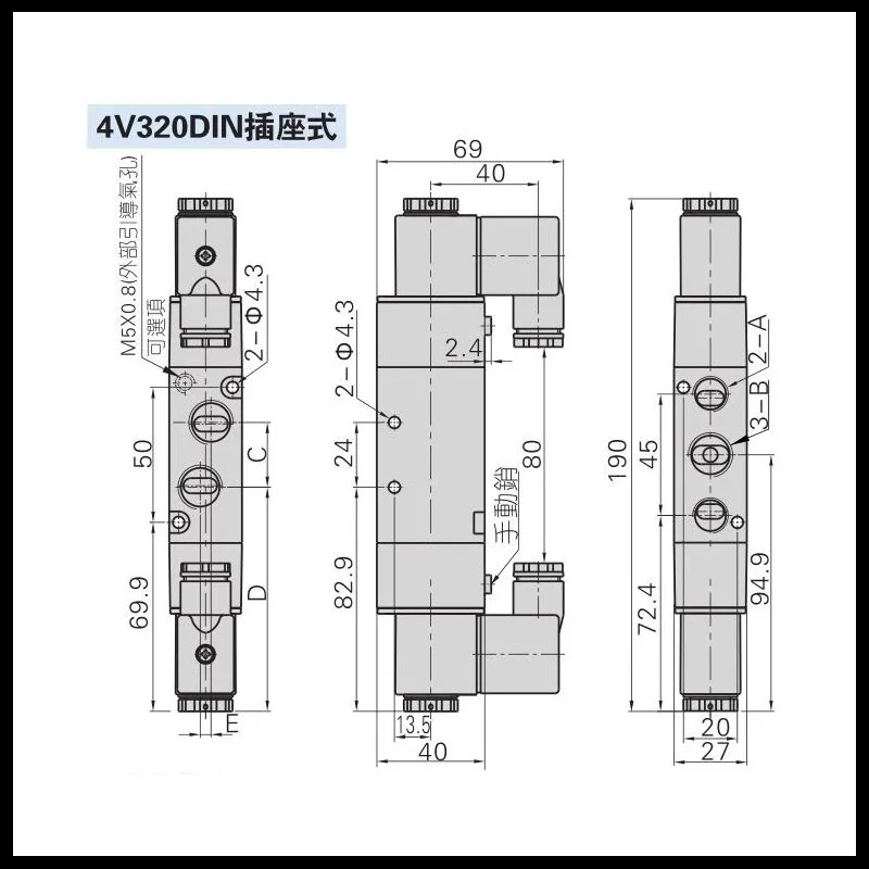 

1Pc 4V320-10 DC12V , DC24V , AC110V , AC220V 5 Way 2 Position Double Solenoid Pneumatic Air Valve 3/8" BSPT Brand New