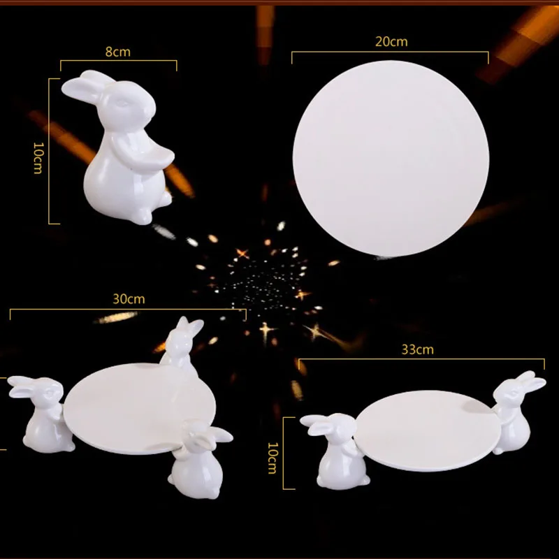 3 Rabbits and Plate White Porcelain Cake Plate Ceramic Dishes Dessert Creative Kitchen Home Decorations Tea Pastry Tray Children
3 Rabbits and Plate White Porcelain Cake Plate Ceramic Dishes Dessert Creative Kitchen Home Decorations Tea Pastry Tray Children